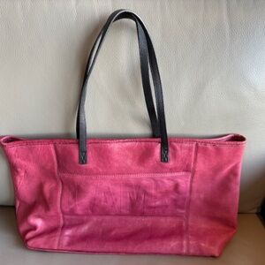L.A.M.B. by Gwen Stefani real leather large shoulder tote bag raspberry red